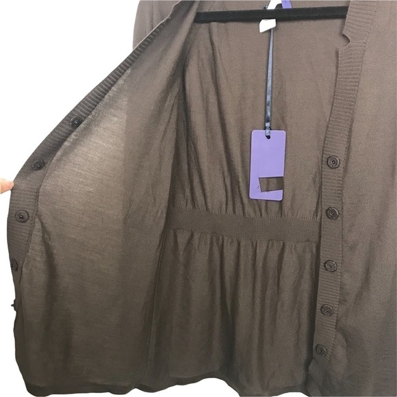 Les Copains Blue Brown 100% Wool Cardigan FLAWED - Picture 8 of 16